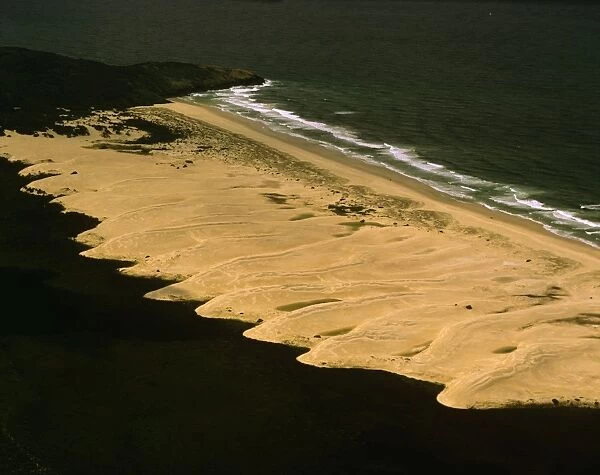 Aerial - Pattern of sand dunes south of Hat Head aerial, New South Wales, Australia JPF52864