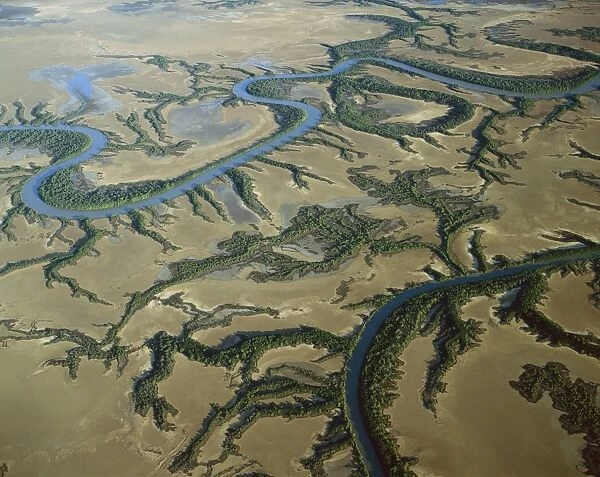 Aerial - Roper River delta Gulf of Carpentaria, Northern Territory, Australia JPF48298