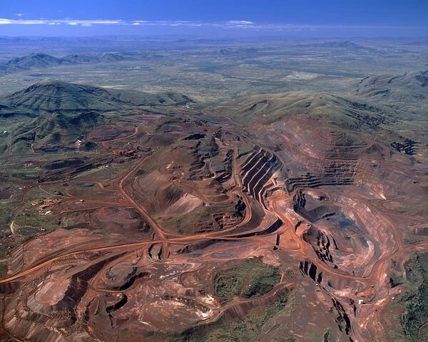 Aerial - Tom Price iron ore-open cut mine Hamersley Range, Pilbara Region, Western Australia JPF45003