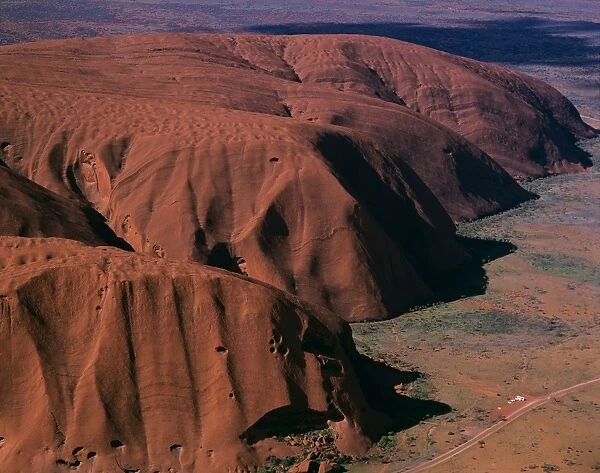 Aerial - Uluru (Ayers Rock), base, aerial Uluru-Kata Tjuta National Park (World Heritage Area), Northern Territory, Australia JPF47829