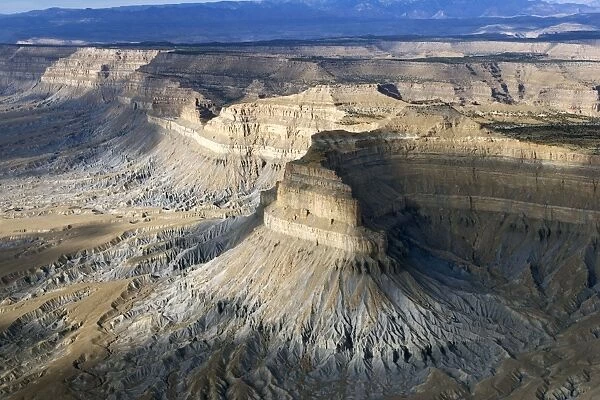 Aerial view of the Book Cliffs - north of the town of Green River, Utah; looking North-East. Between Grand Junction, Colorado, and Green River, the Book Cliffs run roughly in an East-West direction