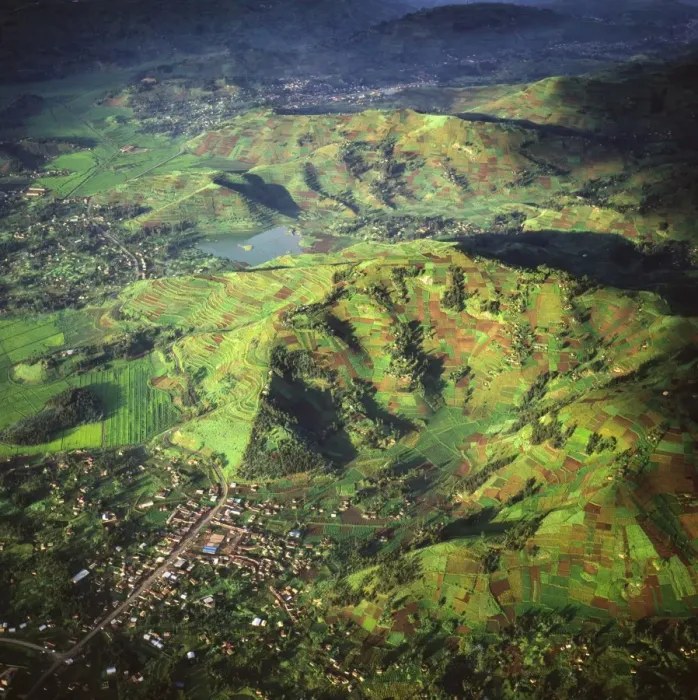 Framed Print : Aerial view of East Africa: Intensive agriculture in Rwanda Framed Print : Aerial view of East Africa: Intensive agriculture in Rwanda