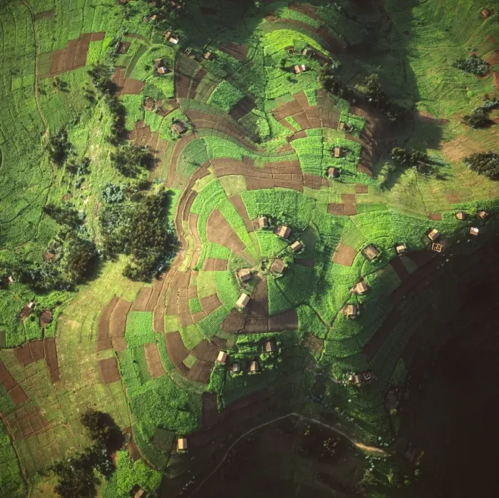 Framed Print : Aerial view of East Africa: Intensive agriculture in Rwanda Framed Print : Aerial view of East Africa: Intensive agriculture in Rwanda