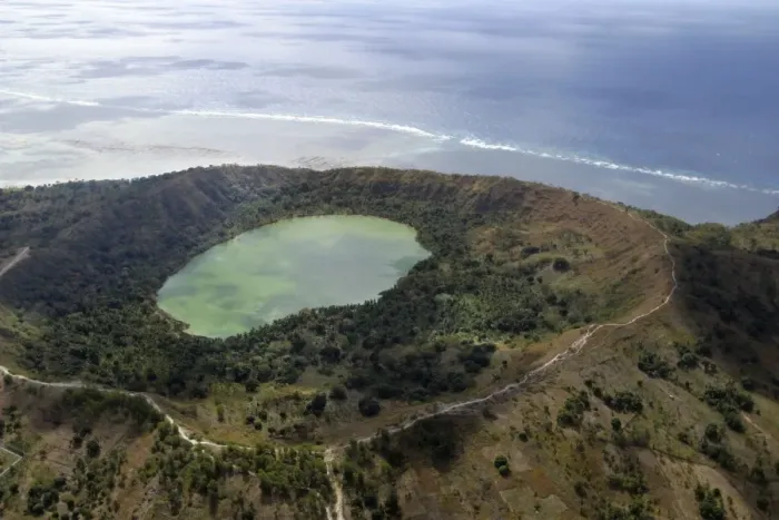 Framed Print : Aerial view of small volcano, Mayotte, Comoros Islands Framed Print : Aerial view of small volcano, Mayotte, Comoros Islands