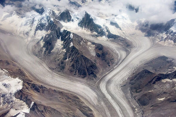 Aerial view of snow mountain and glacier on Tibetan Plateau, China Date: 04-09-2018