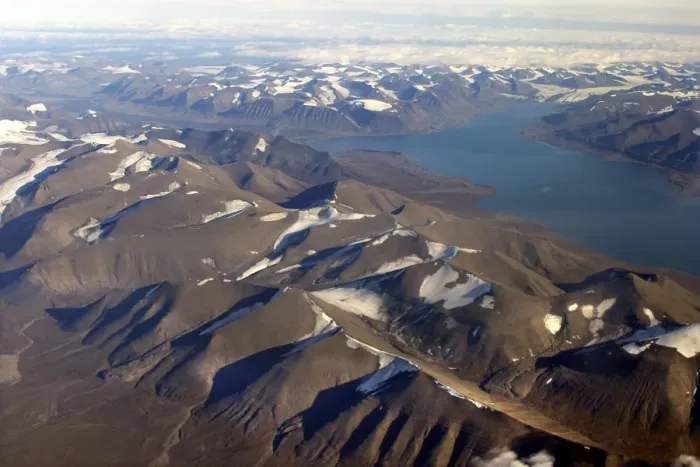 Framed Print : Aerial view of the Spitzbergen, south Svalbard - showing glacier valley features Framed Print : Aerial view of the Spitzbergen, south Svalbard - showing glacier valley features