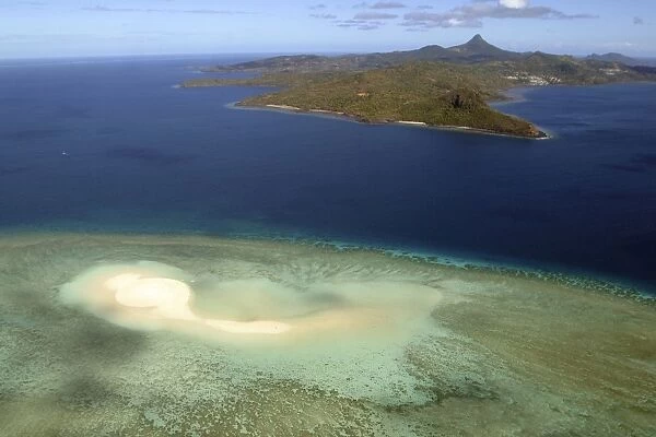 Aerial view of white sand beach, Mayotte, Comoros Islands