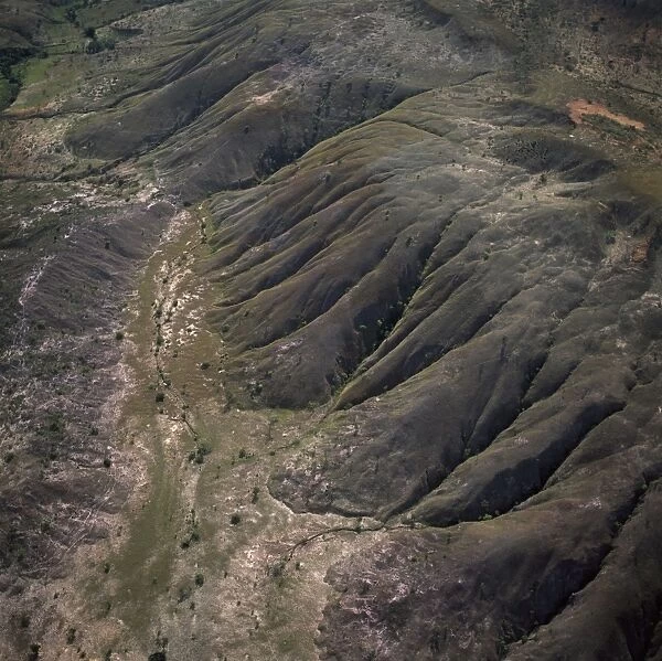 Aerial Viw of Guyana, South America: highland savannah and erosion, near Ireng River, Rupununi District
