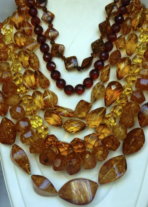 Framed Print : Amber: polished pieces of Baltic amber made into a necklace. Poland Framed Print : Amber: polished pieces of Baltic amber made into a necklace. Poland