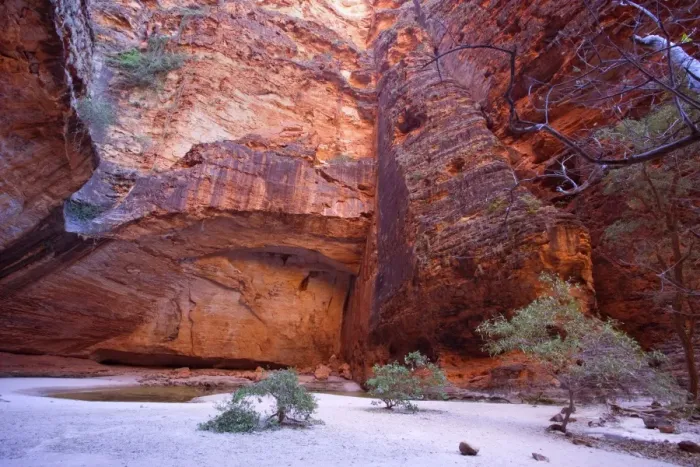 Framed Print : Amphitheatre - striking amphitheatre in Cathedral Gorge which is nestled within the famous beehive-shaped domes of the Bungle Bungles. High red sandstone walls rise up around a waterhole which still has some water in it