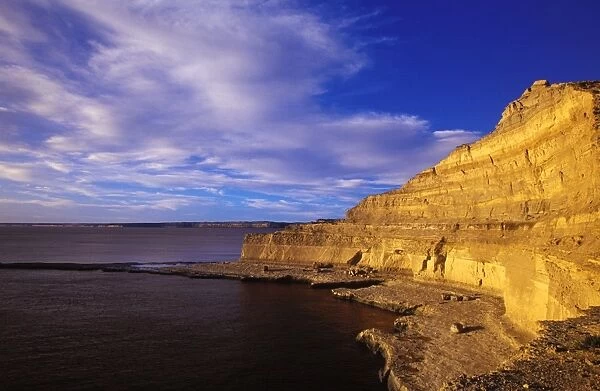 Argentina - Valdes Peninsula, Province Chubut, Patagonia, View of Punta Piramide at sunset. Located 5 km from Puerto Piramide, center of whale watching excursions