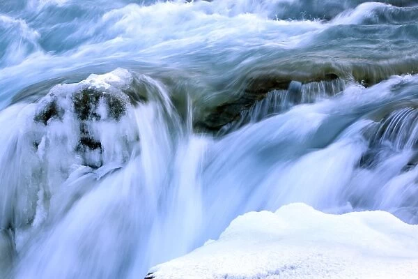 Athabaska Falls - partially frozen. Rocky Mountains - Jasper National Park - Alberta - Canada