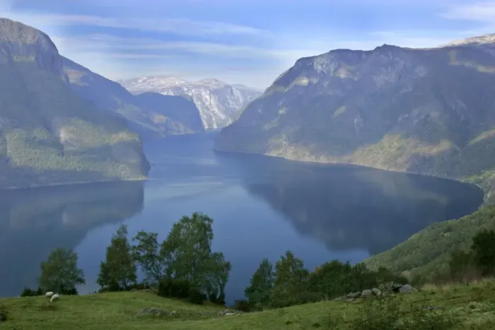 Framed Print : Aurlandsfjord framed by high mountains and green pastures Sogn og Fjordane, Norway Framed Print : Aurlandsfjord framed by high mountains and green pastures Sogn og Fjordane, Norway