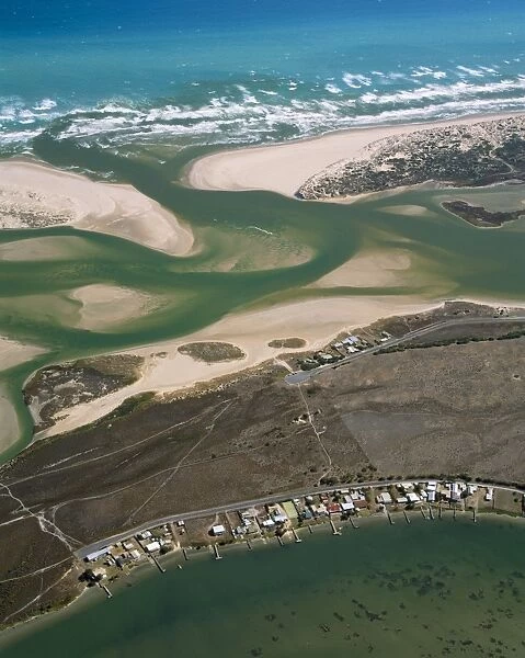 Australia - Estuary. Hindmarsh Island, Younghusband Peninsula, Coorong National Park, left. & Sir Richard Peninsula on right. Park is over 46, 000 hectares & stretches 140 km