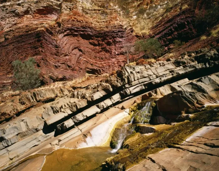Framed Print : Australia South Fortescue river flows through ironstone strata. Hamersley Gorge National Park, Pilbara region, Western Australia Framed Print : Australia South Fortescue river flows through ironstone strata. Hamersley Gorge National Park, Pilbara region, Western Australia
