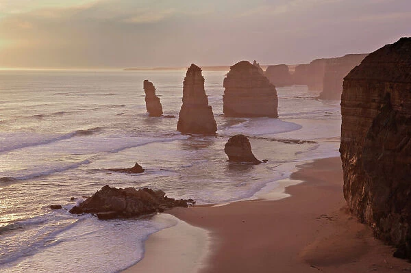 Australia, Victoria - The Twelve Apostles with collapsed stack in foreground (collapsed 3rd July 2005) Port Campbell National Park September 2005