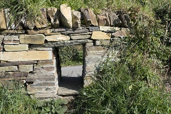 Badger access left in wall Tintagel North Cornwall Coast UK
