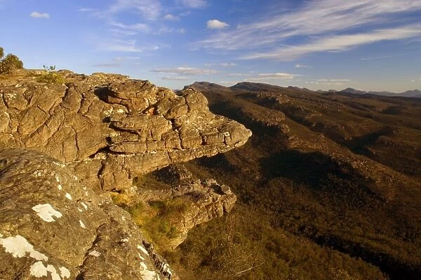 The Balconies - the Balconies are rocky outcrops which jut out high above the forest-clad Victoria Valley. At sunset - Grampians National Park, Victoria, Australia