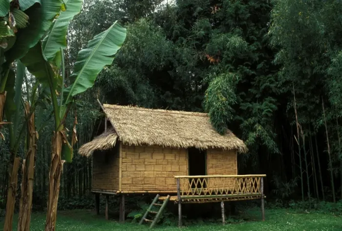 Framed Print : Bamboo house Typical laotian Framed Print : Bamboo house Typical laotian