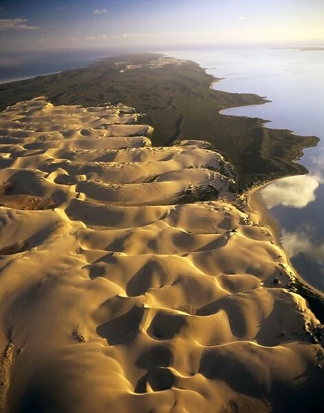 Bellefin Prong aerial showing sand dunes, Shark Bay Marine Park, Western Australia JPF44927
