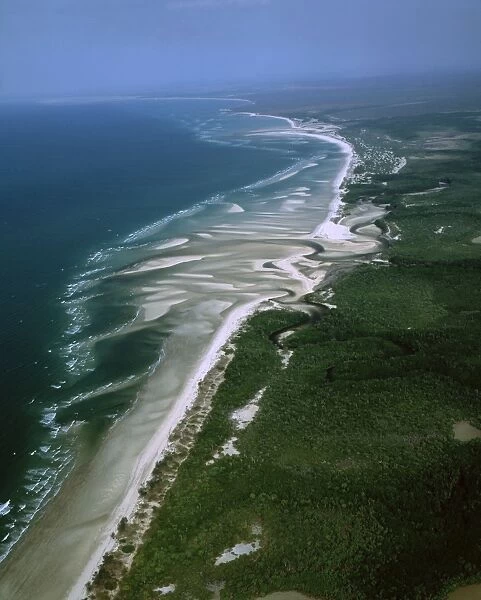 Boucaut Bay, aerial sandy beach & mangroves, Arnhemland, Northern Territory, Australia JPF48714