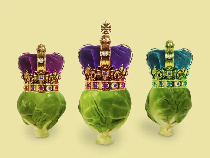 Framed Print : Brussels Sprouts - with crown - we three kings Framed Print : Brussels Sprouts - with crown - we three kings