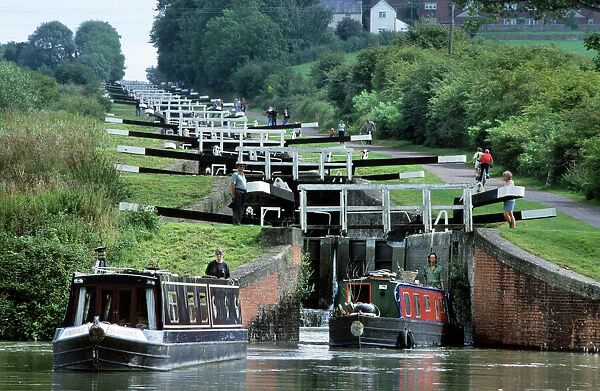 Caen Hill Locks with narrow boats