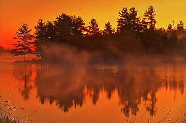 Canada, Ontario. Wanapitei River at sunrise. Date: 10-10-2008