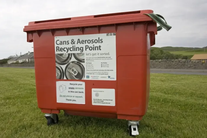 Framed Print : Cans and aerosol recycling bin Port Ellen Isle of Islay Scotland UK Framed Print : Cans and aerosol recycling bin Port Ellen Isle of Islay Scotland UK