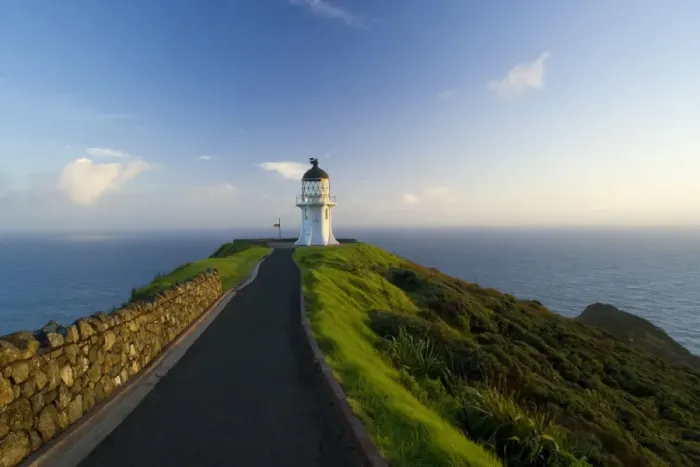 Framed Print : Cape Reinga northernmost tip of New Zealand with Cape Reinga Lighthouse in early morning light Northland, North Island, New Zealand Framed Print : Cape Reinga northernmost tip of New Zealand with Cape Reinga Lighthouse in early morning light Northland, North Island, New Zealand