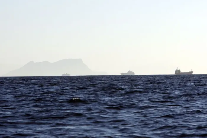 Framed Print : Cargo Ships - in the Strait of Gibraltar. Spain Framed Print : Cargo Ships - in the Strait of Gibraltar. Spain