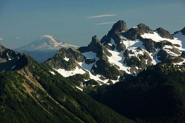 The Cascade Mountains - Looking south towards Mount Adams (12, 276 ft) from Mount Rainier, Washington