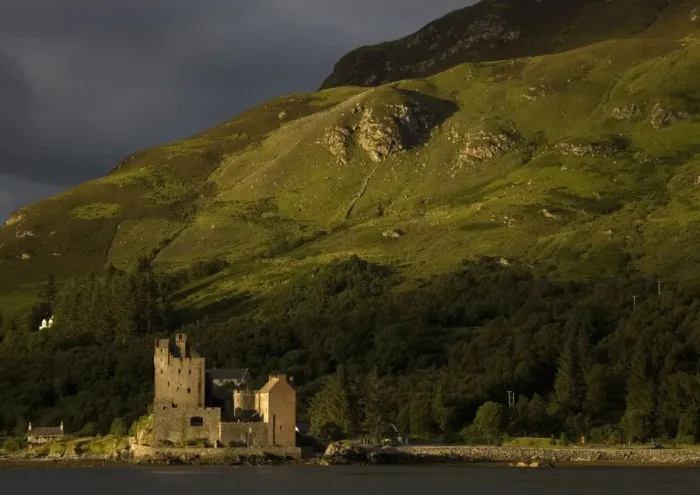 Framed Print : Castle by water and mountain Framed Print : Castle by water and mountain