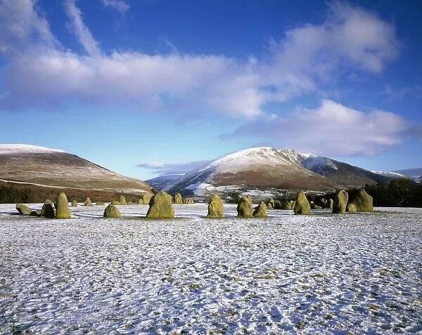 Castlerigg Stone Circle in winter snow near Keswick