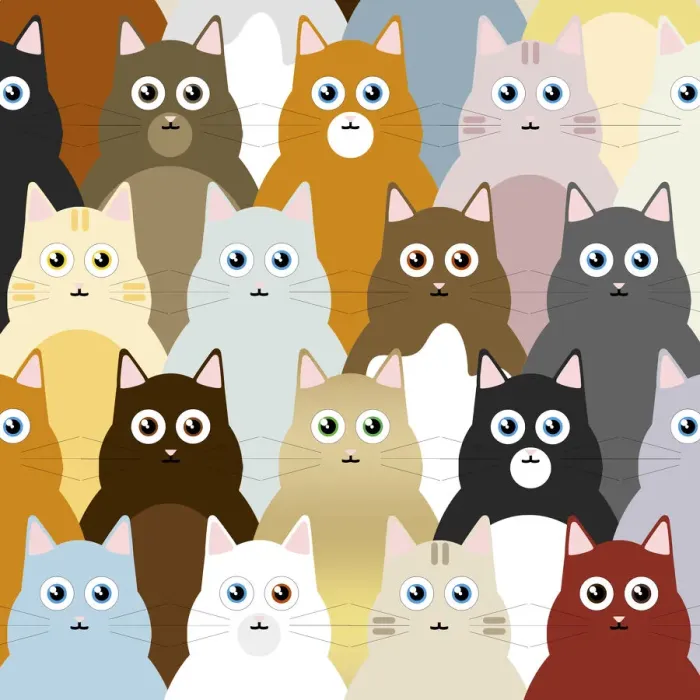 Framed Print : Cat illustration, repeating pattern