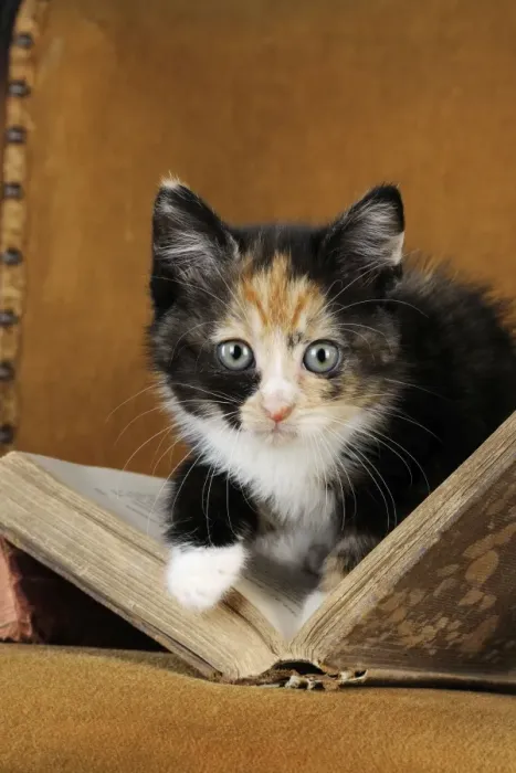 Framed Print : Cat - Kitten with old book Framed Print : Cat - Kitten with old book
