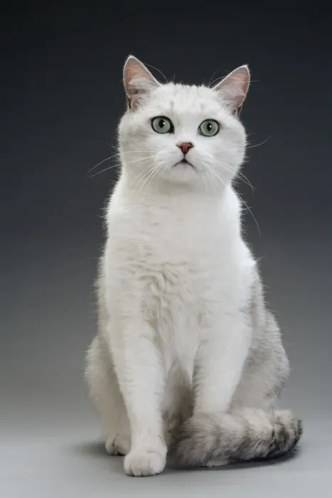 Framed Print : Cat - white & grey cat in studio