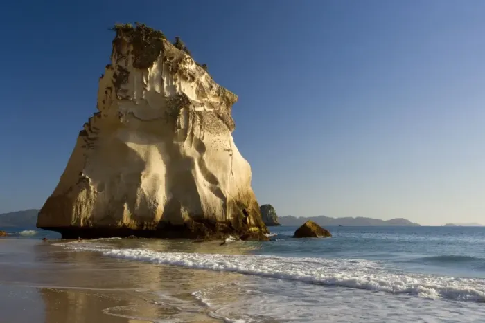 Framed Print : Cathedral Cove artfully sculpted rock formation at beach of Cathedral Cove Cathedral Cove, Coromandel Peninsula, North Island, New Zealand