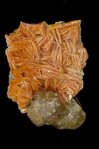 Cerrusite and Barite (orange) - Mbladen Mine - Morocco