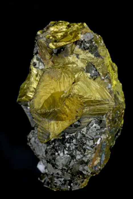 Framed Print : Chalcopyrite with Sphalerite - Peru - Anticona Mine - Morococha District - Yauli Province - Junin Department - Chalcopyrite (yellow) is the main ore of copper - Sphalerite the main ore of Zinc
