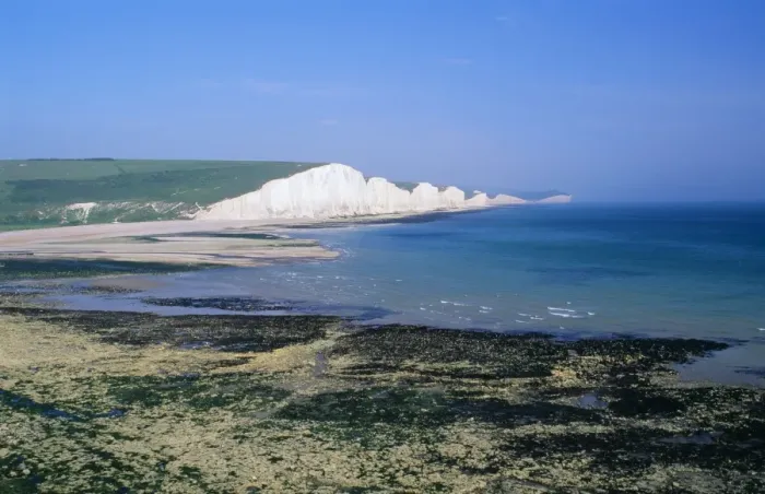 Framed Print : Chalk Cliffs - Seven Sisters at mouth of Cuckmere River. East Sussex, UK Framed Print : Chalk Cliffs - Seven Sisters at mouth of Cuckmere River. East Sussex, UK