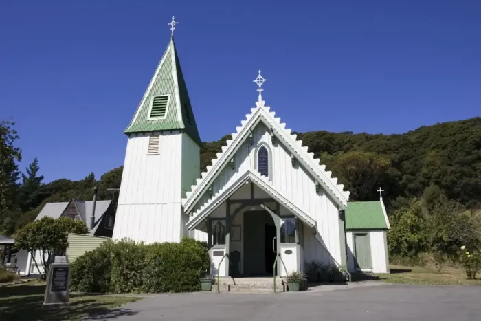 Framed Print : Chruch - St Patrick's white and green timber catholic church. Akaroa - New Zealand Framed Print : Chruch - St Patrick's white and green timber catholic church. Akaroa - New Zealand