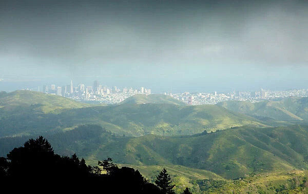 City of San Francisco viewed from Mount Tamalpais, under a blanket of fog. California