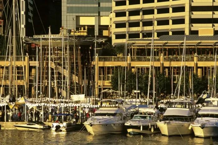 Framed Print : Cockle Bay during the Boat Show Darling Harbour, Sydney, New South Wales, Australia JPF50302