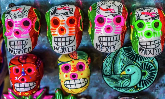 Framed Print : Colorful Mexican magnets. Day of the Dead handicrafts, Los Cabos, Cabo San Lucas, Mexico Date: 13-01-2021 Framed Print : Colorful Mexican magnets. Day of the Dead handicrafts, Los Cabos, Cabo San Lucas, Mexico Date: 13-01-2021