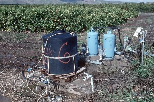 Computer controlled irrigation equipment in citrus orchards Northern Israel
