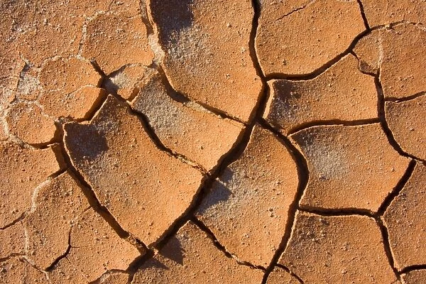 Cracked earth - cracked up earth in a former riverbed. The sun with its merciless power sucks up all humidity and causes the upper crust to break - Mungo National Park, New South Wales, Australia