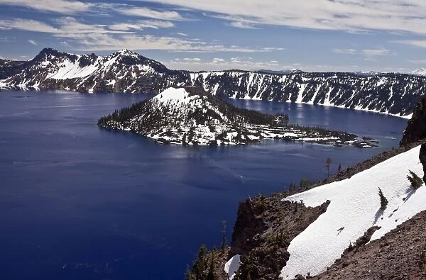 Crater Lake - at 7000 ft - extensive volcanic landscape - in Crater Lake National Park - Oregon, USA