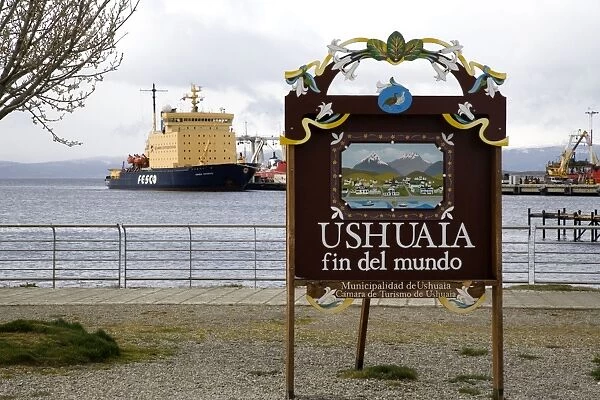 Cruise ship at Ushuaia, fin del mundo, (end of the world) Tierra del Fuego, October