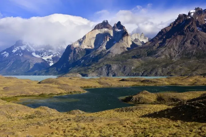 Framed Print : Cuernos del Paine - mountain scenery encompassing the granite peaks of the Cuernos del Paine massif, Lago Nordenskjold and Lago Pehoe in the back ground - UNESCO World Heritage Site Torres del Paine National Park - Patagonia - Chile - South Framed Print : Cuernos del Paine - mountain scenery encompassing the granite peaks of the Cuernos del Paine massif, Lago Nordenskjold and Lago Pehoe in the back ground - UNESCO World Heritage Site Torres del Paine National Park - Patagonia - Chile - South